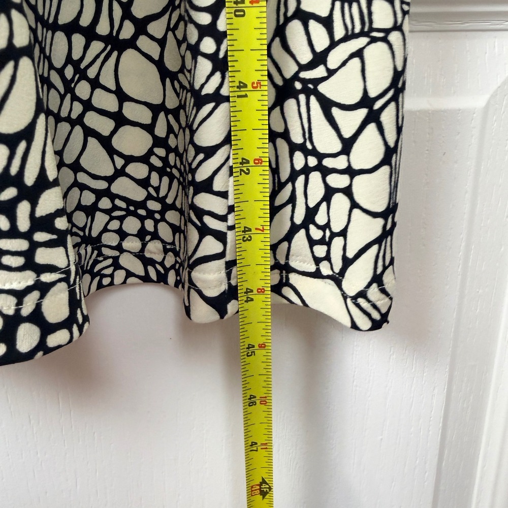 Jones New York Dress Women's 12 Black White Faux Wrap Sleeveless Abstract Print - Picture 6 of 6